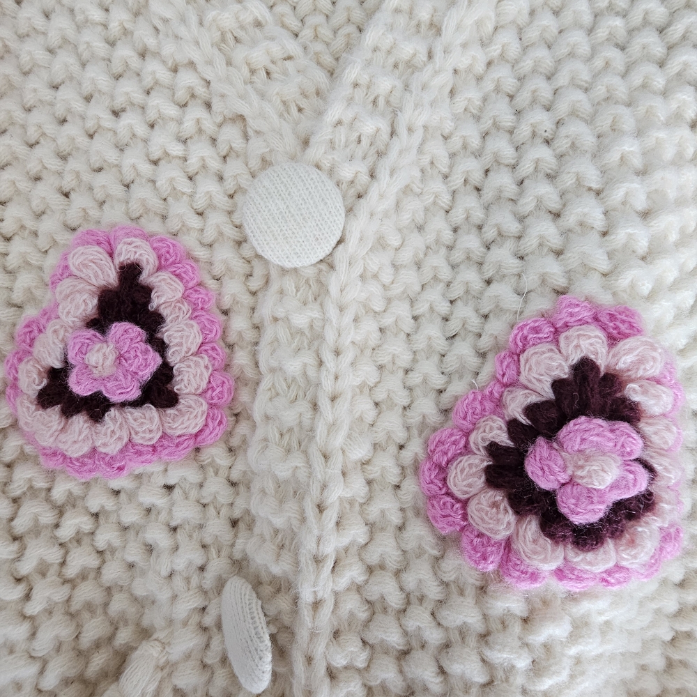 Women's Cream Sweater with Pink Accents - Picture 5 of 7